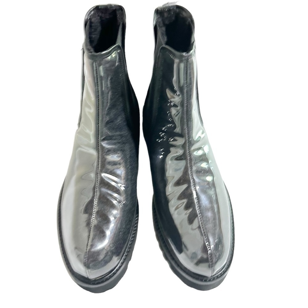 Andre Assous Peggy Vinyl Featherweights Faux Shearling Black Chelsea Boot Size 8 - Picture 3 of 9